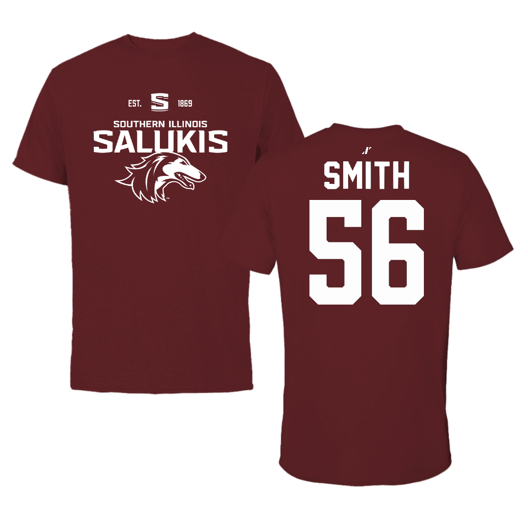 Southern Illinois University at Carbondale Football Maroon General Performance Tee - #56 Carmelo Smith