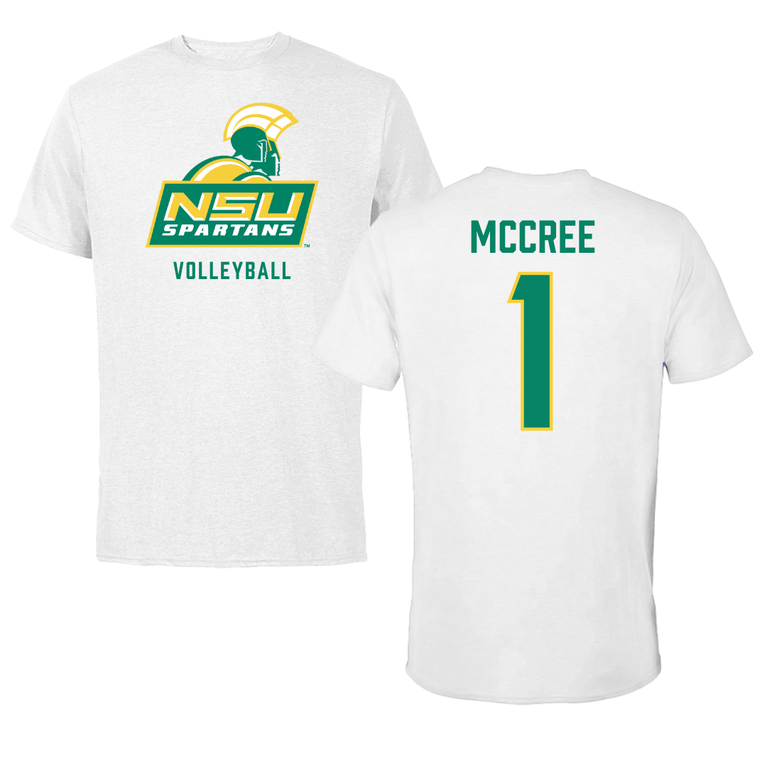 Norfolk State University Volleyball White Performance Tee - #1 Sydney McCree
