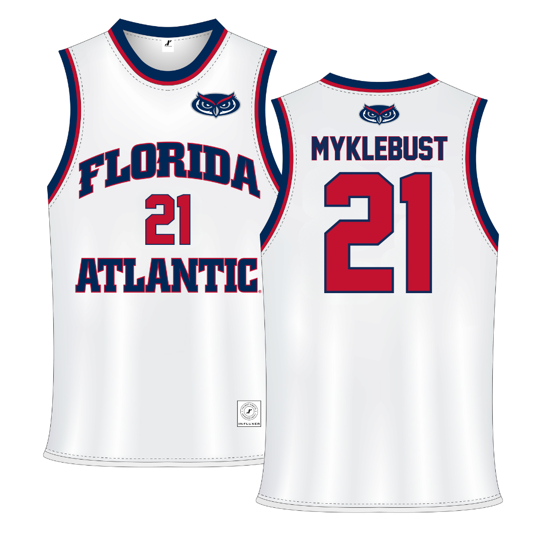 Florida Atlantic University White Basketball Jersey - #21 Maria Myklebust