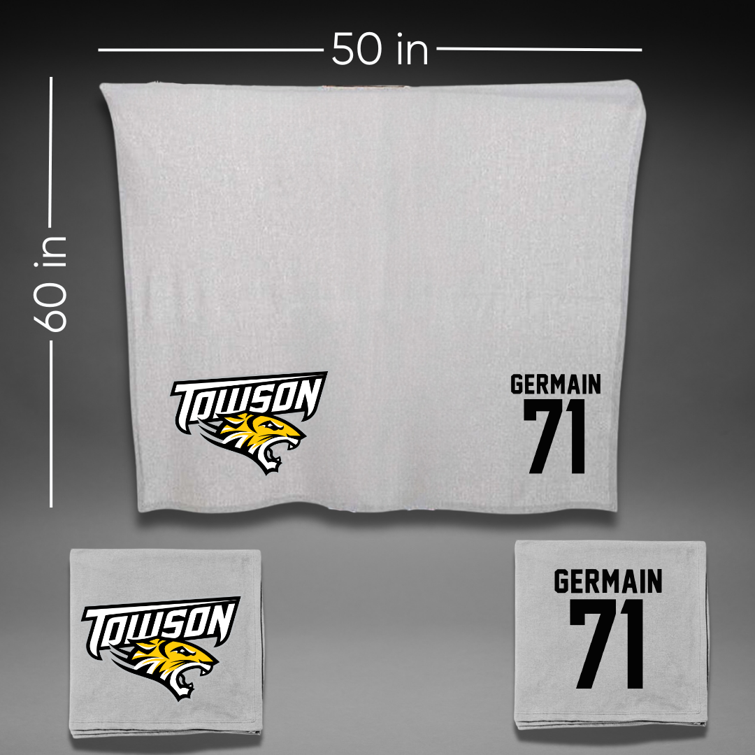 Towson University Football Gray Blanket - #71 Jean Germain