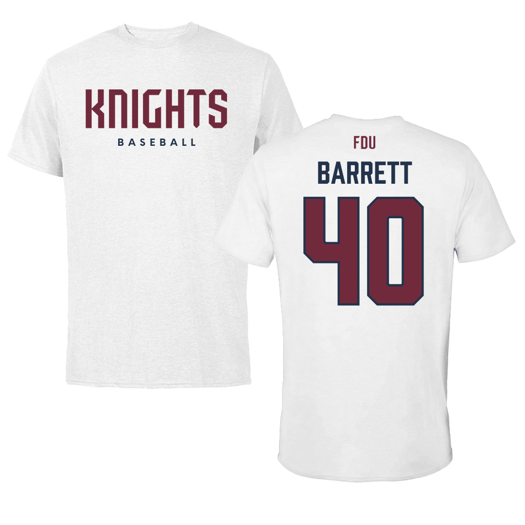 Fairleigh Dickinson University-Metropolitan Campus Baseball White Tee - #40 Ian Barrett