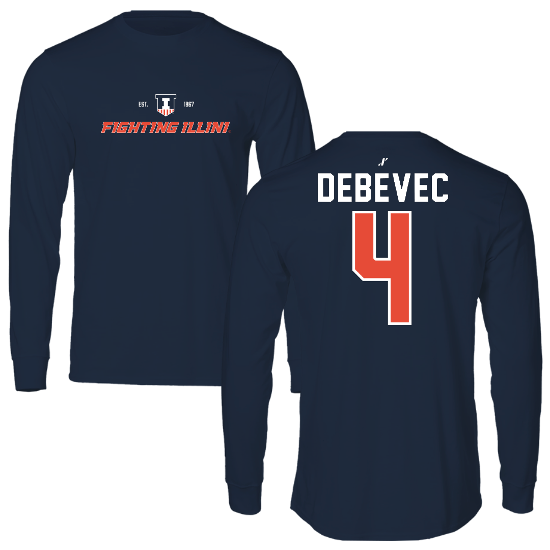 University of Illinois Softball Navy General Long Sleeve - #4 Gabby Debevec