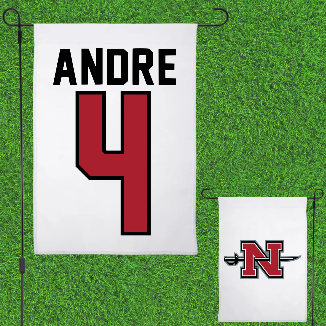 Nicholls State University Soccer White Garden Flag - #4 Lauren Andre