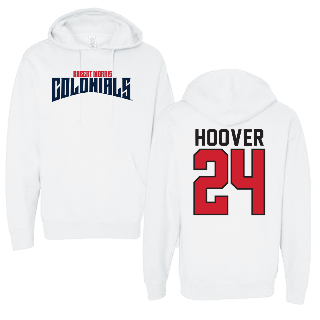 Robert Morris University Softball White Classic Hoodie - #24 Mackenzie Hoover