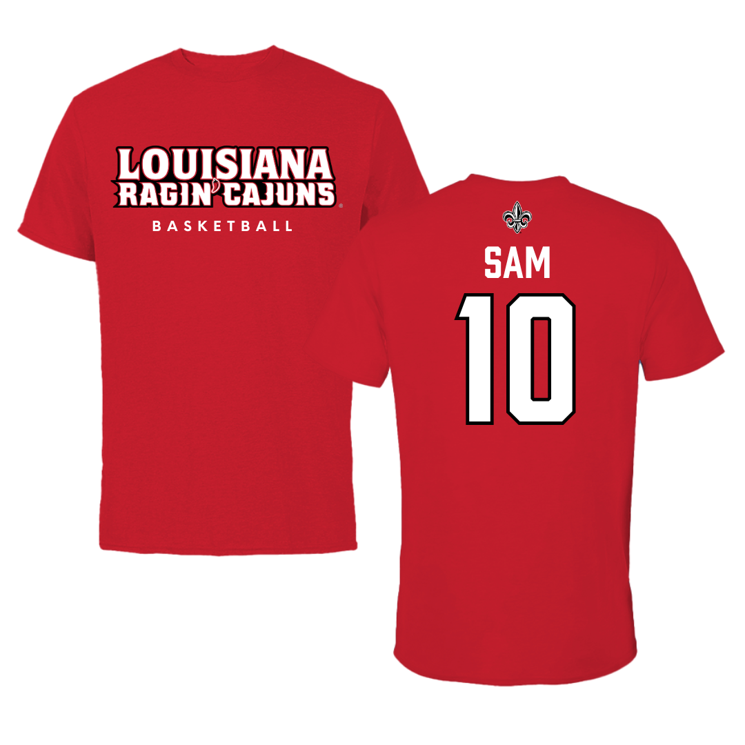 University of Louisiana at Lafayette Basketball Red Performance Tee - #10 Aasia Sam
