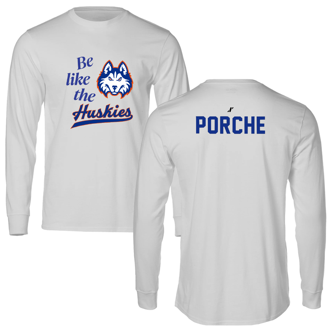 Houston Christian University Baseball Light Gray Be Like Us Performance Long Sleeve - #35 Ryan Porche
