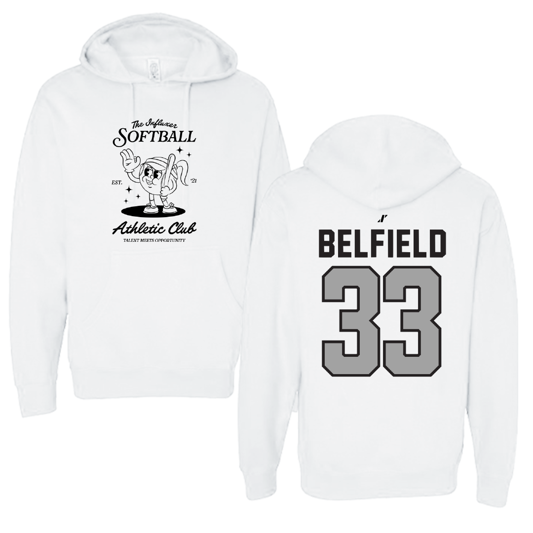 Softball White Influxer Athletic Club Hoodie - #33 Kaylyn Belfield