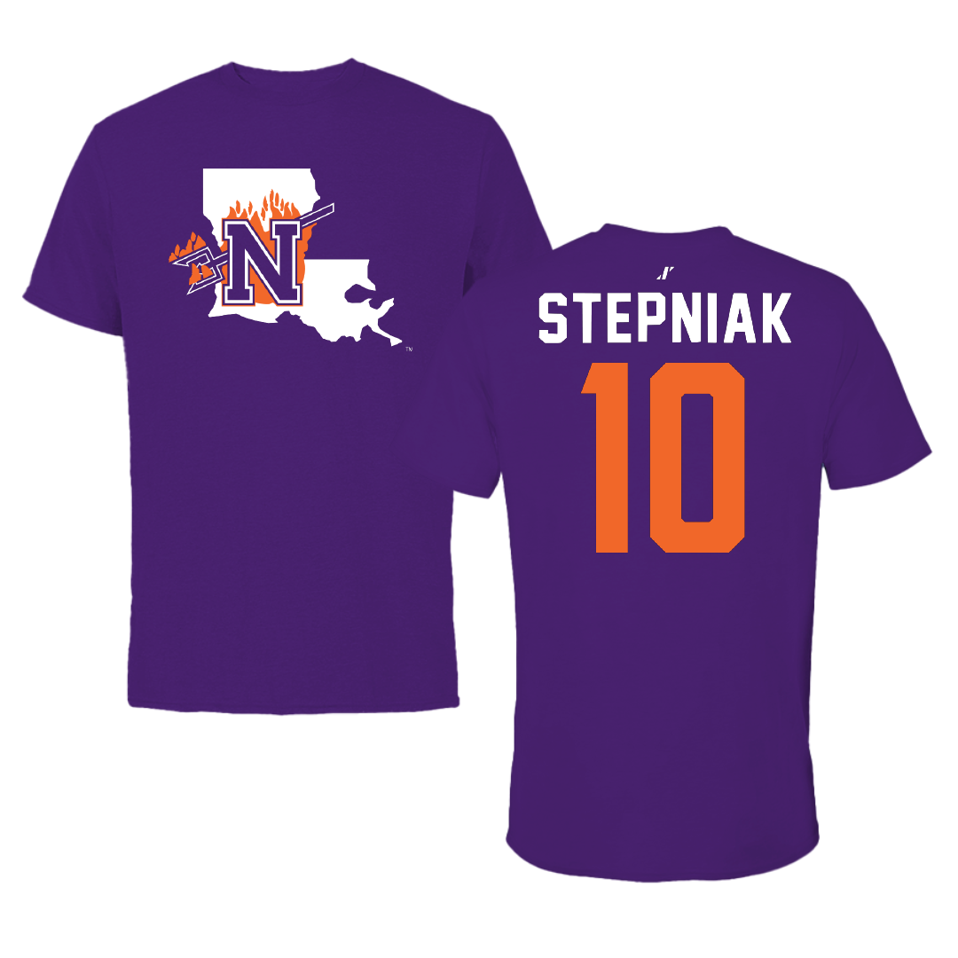 Northwestern State University Soccer Purple State Performance Tee - #10 Laura Stepniak