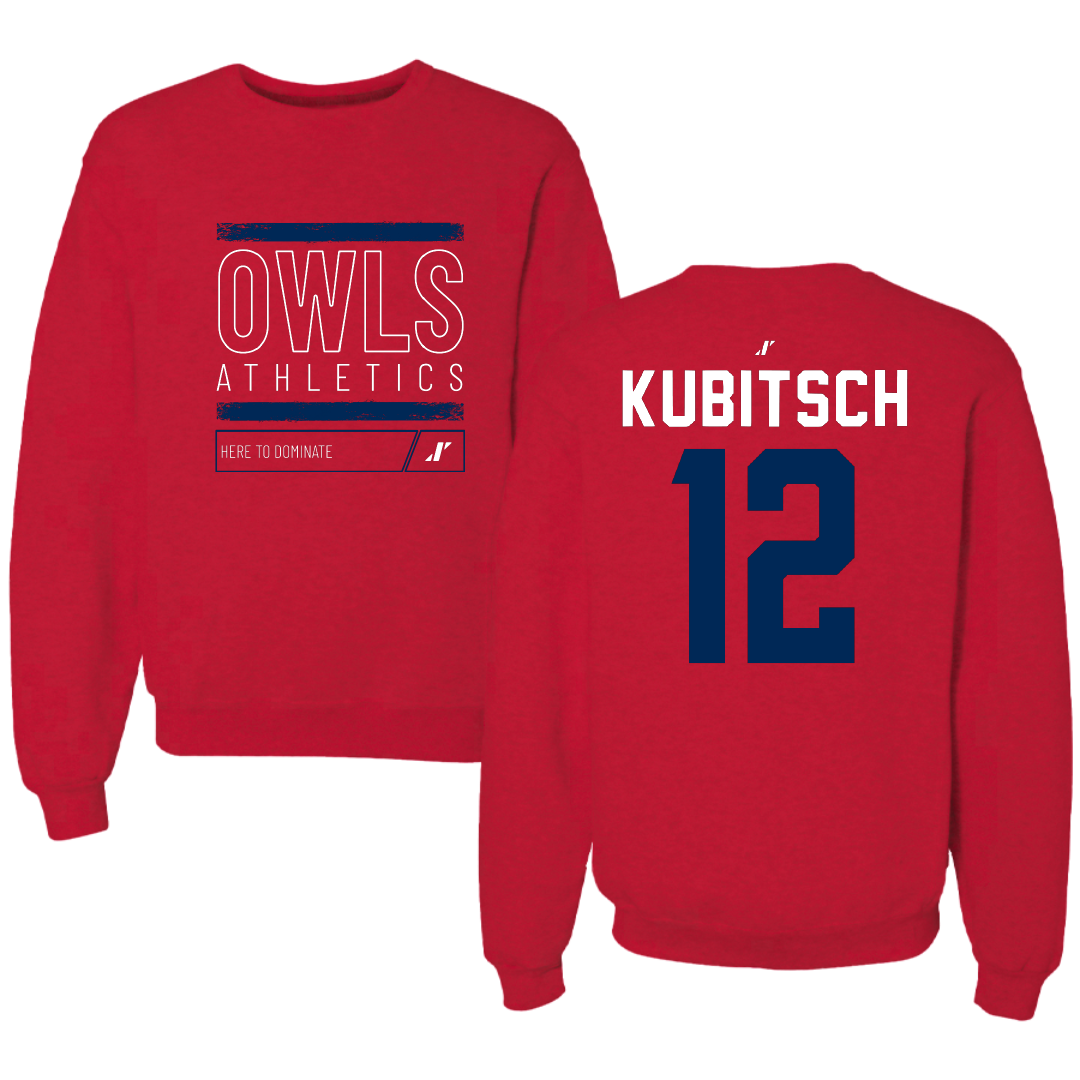 Florida Atlantic University Soccer Red Dominate Crewneck - #12 Kevin Kubitsch