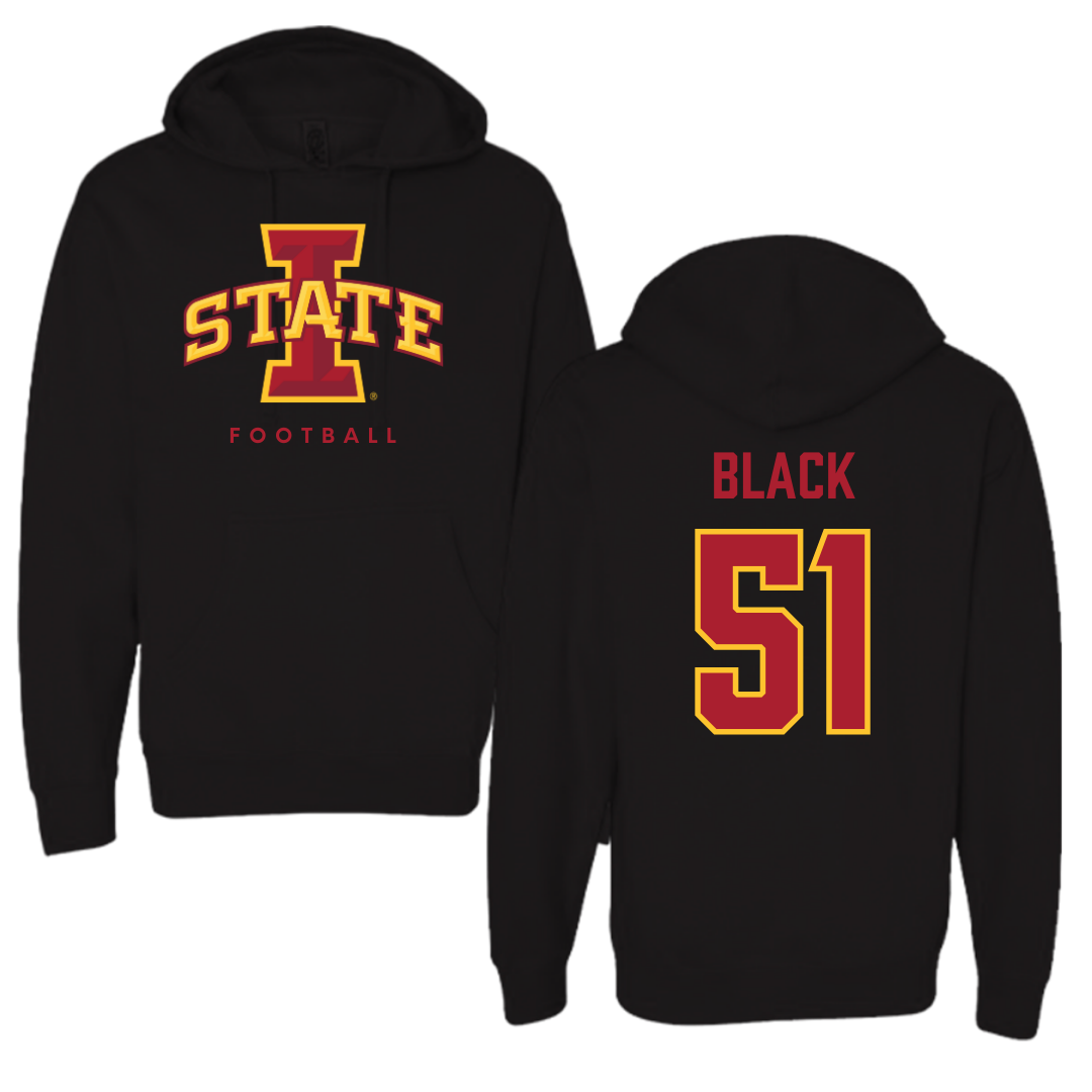 Iowa State University Football Black Hoodie - #51 Brendan Black