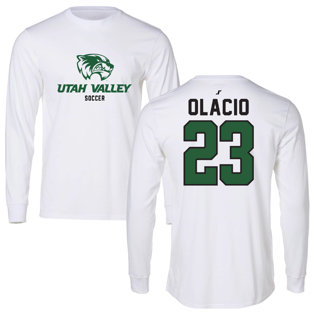 Utah Valley University Soccer White Classic Long Sleeve - #23 Leon Olacio