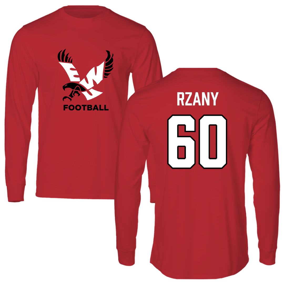 Eastern Washington University Football Red EWU Performance Long Sleeve - #60 Gabriel Rzany