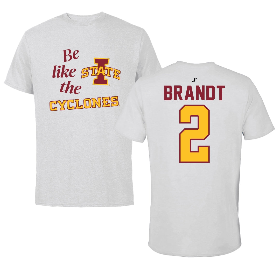 Iowa State University Volleyball Light Gray Be Like Us Tee - #2 Morgan Brandt