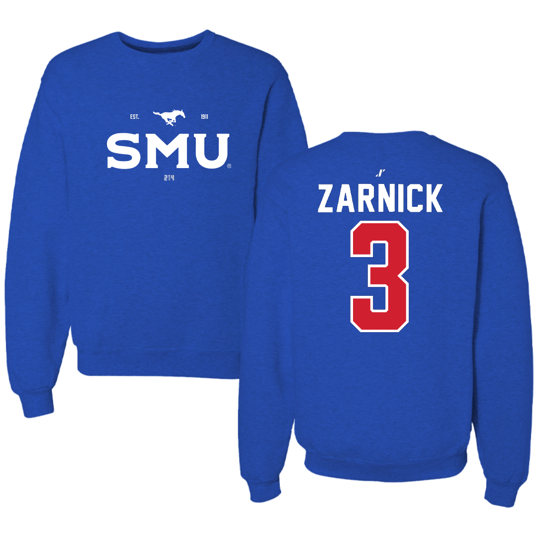 Southern Methodist University Soccer Blue General Crewneck - #3 Owen Zarnick