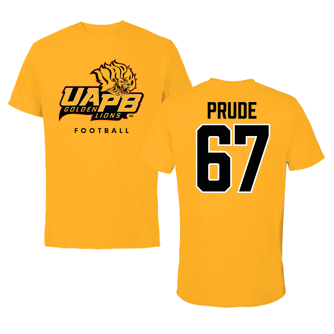 University of Arkansas-Pine Bluff Football Gold Tee - #67 Marcus Prude