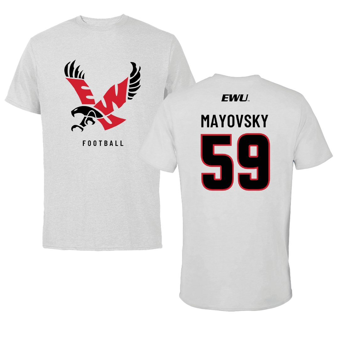 Eastern Washington University Football Light Gray Performance Tee - #59 Myles Mayovsky