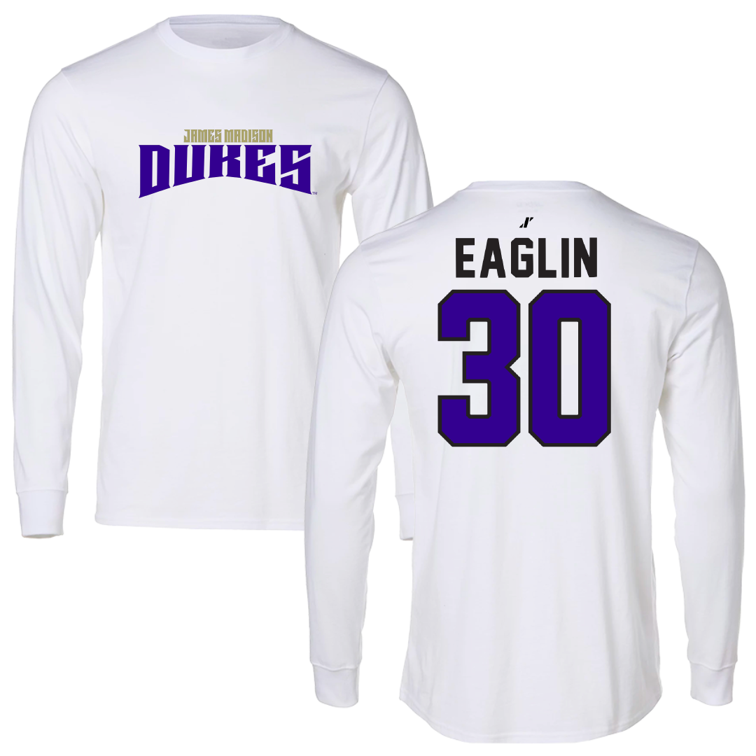 James Madison University Football White Classic Performance Long Sleeve - #30 Justin Eaglin