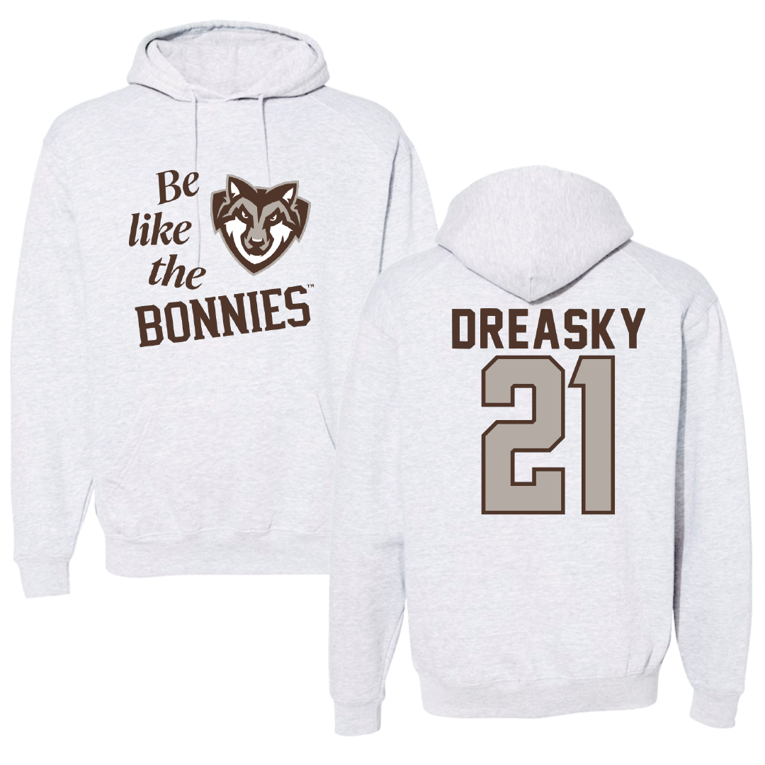 St. Bonaventure University Soccer Light Gray Be Like Us Hoodie - #21 Avery Dreasky