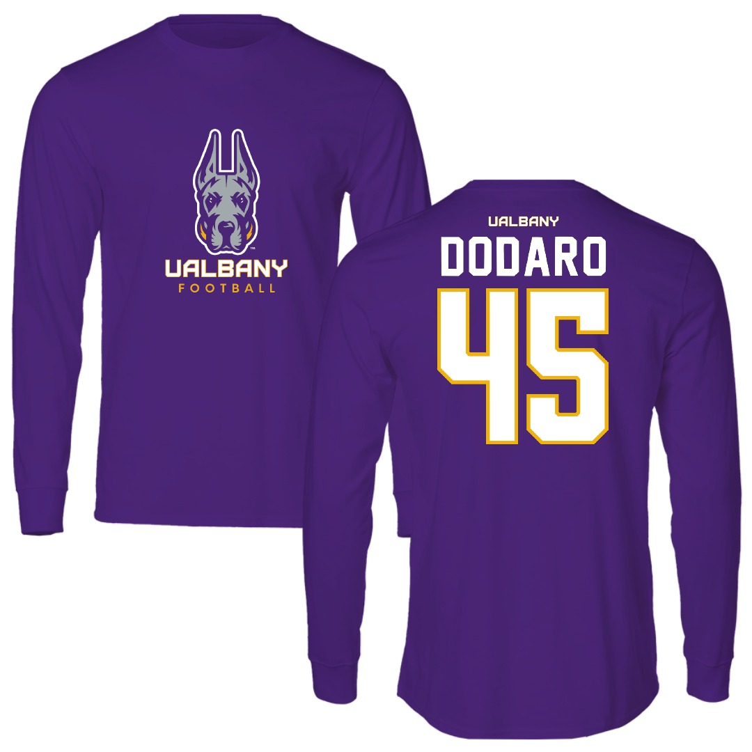 University at Albany Football Purple Mascot Long Sleeve - #45 John Dodaro