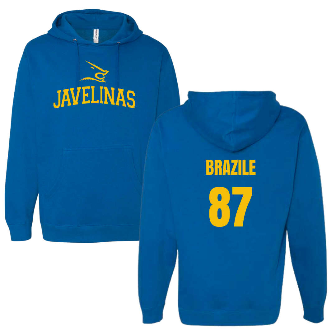 Texas A&M University-Kingsville Football Blue Hoodie - #87 Vance Brazile