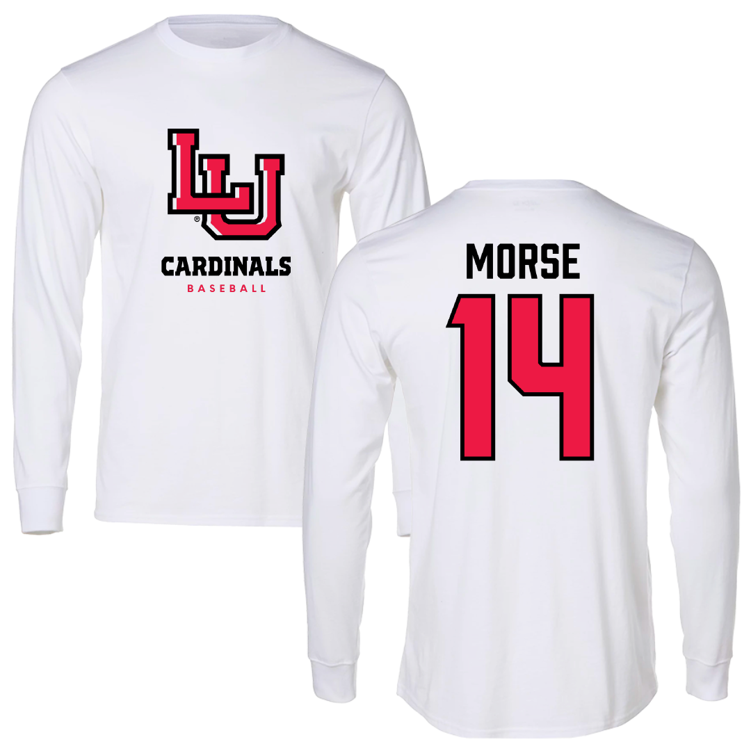 Lamar University Baseball White Performance Long Sleeve - #14 Trhea Morse