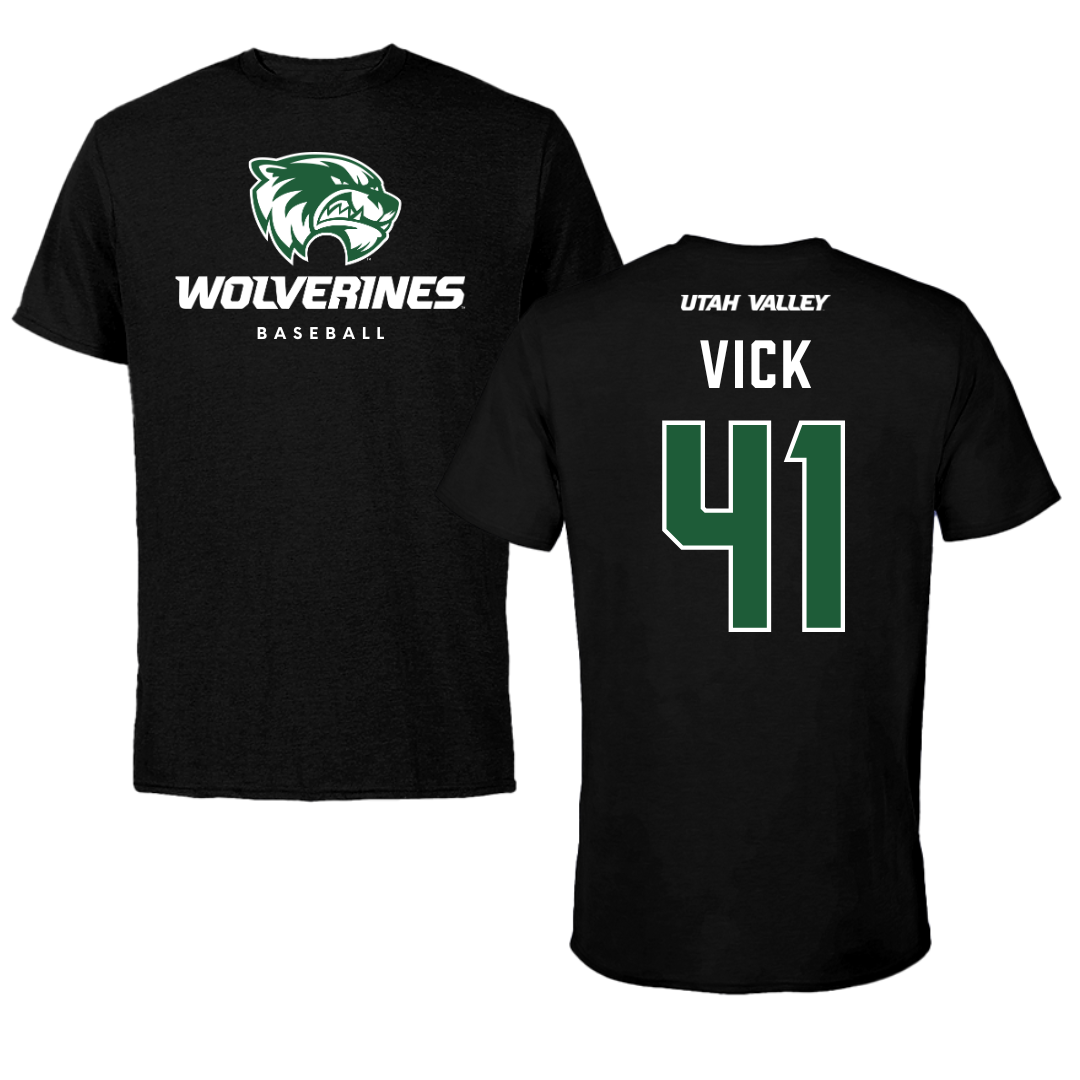Utah Valley University Baseball Black Mascot Tee - #41 Braxton Vick