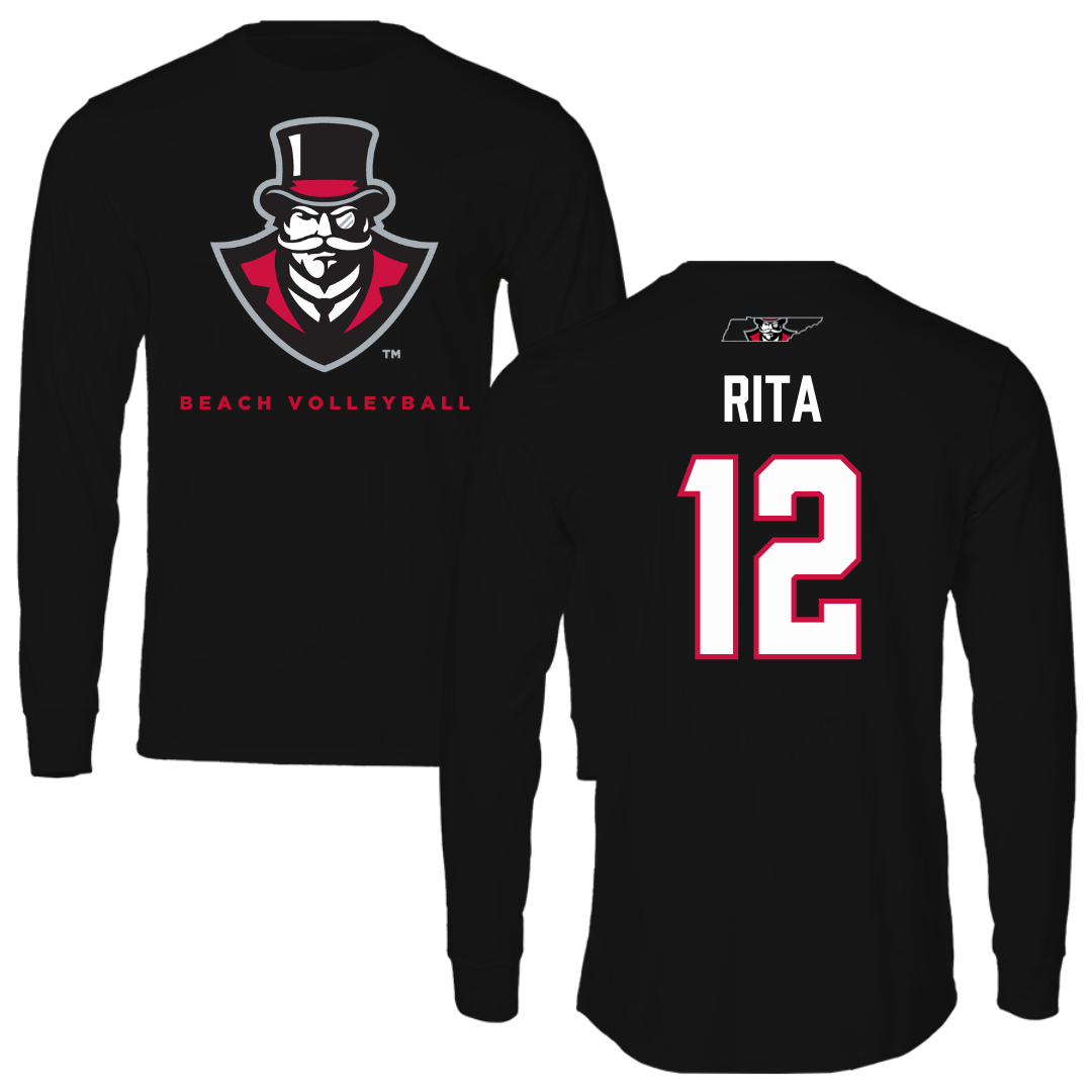 Austin Peay State University Beach Volleyball Black Mascot Performance Long Sleeve - #12 Anna Rita