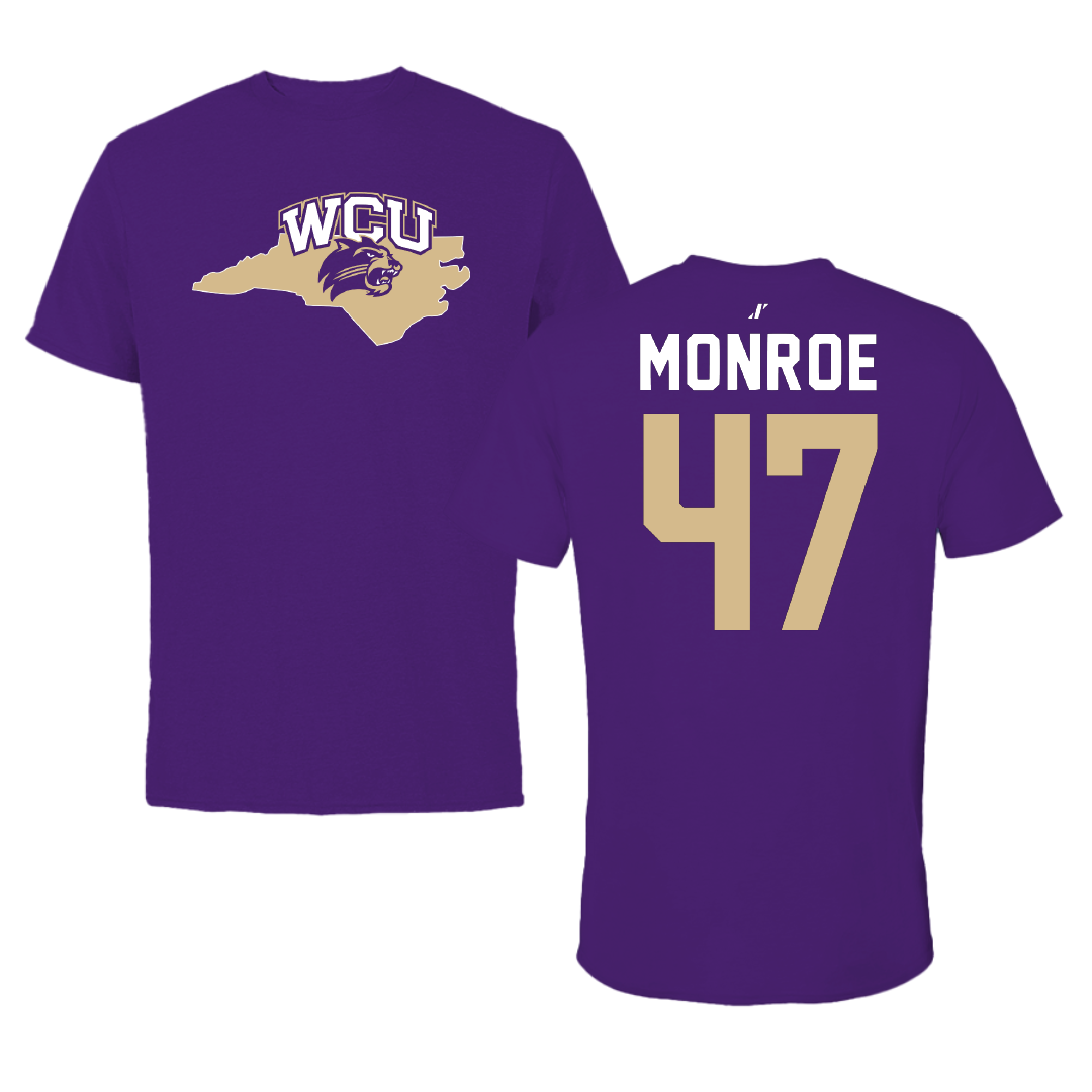 Western Carolina University Football Purple State Performance Tee - #47 Blue Monroe