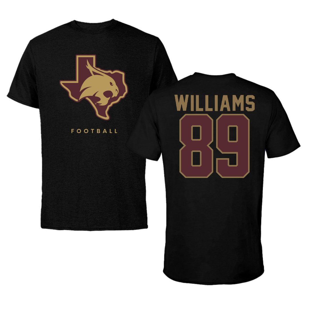 Texas State University Football Black Performance Tee - #89 Jordan Williams