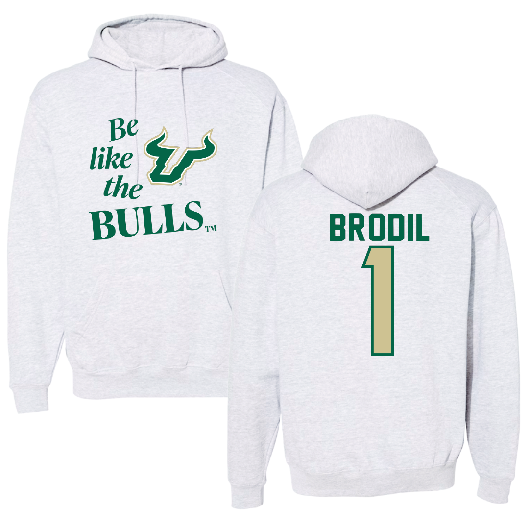University of South Florida Baseball Light Gray Be Like Us Hoodie - #1 Marcus Brodil