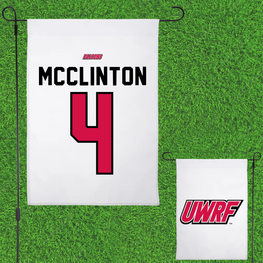 University of Wisconsin-River Falls Soccer White Garden Flag - #4 Aliviah McClinton