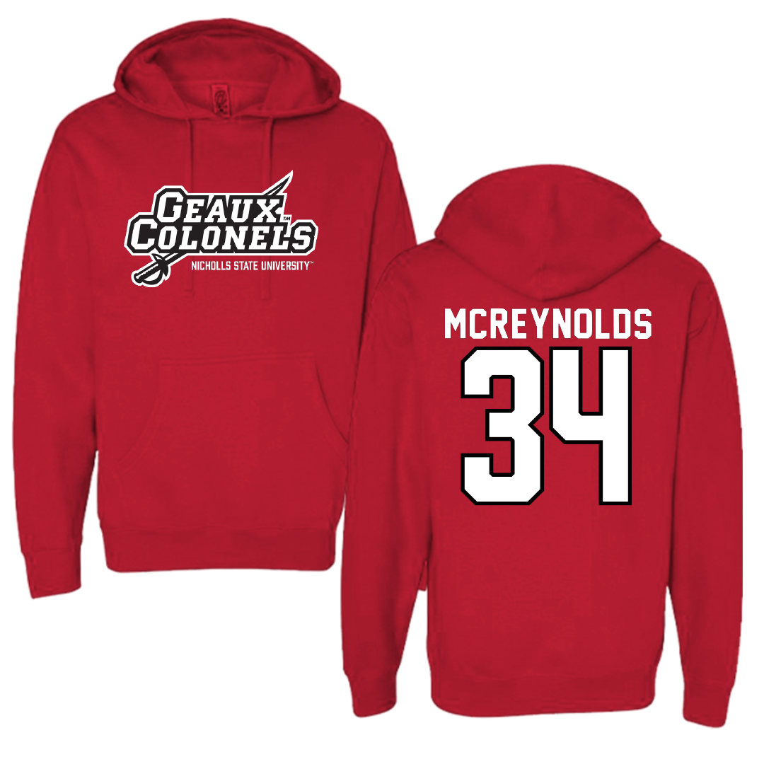 Nicholls State University Soccer Red General Hoodie - #34 Mallory McReynolds