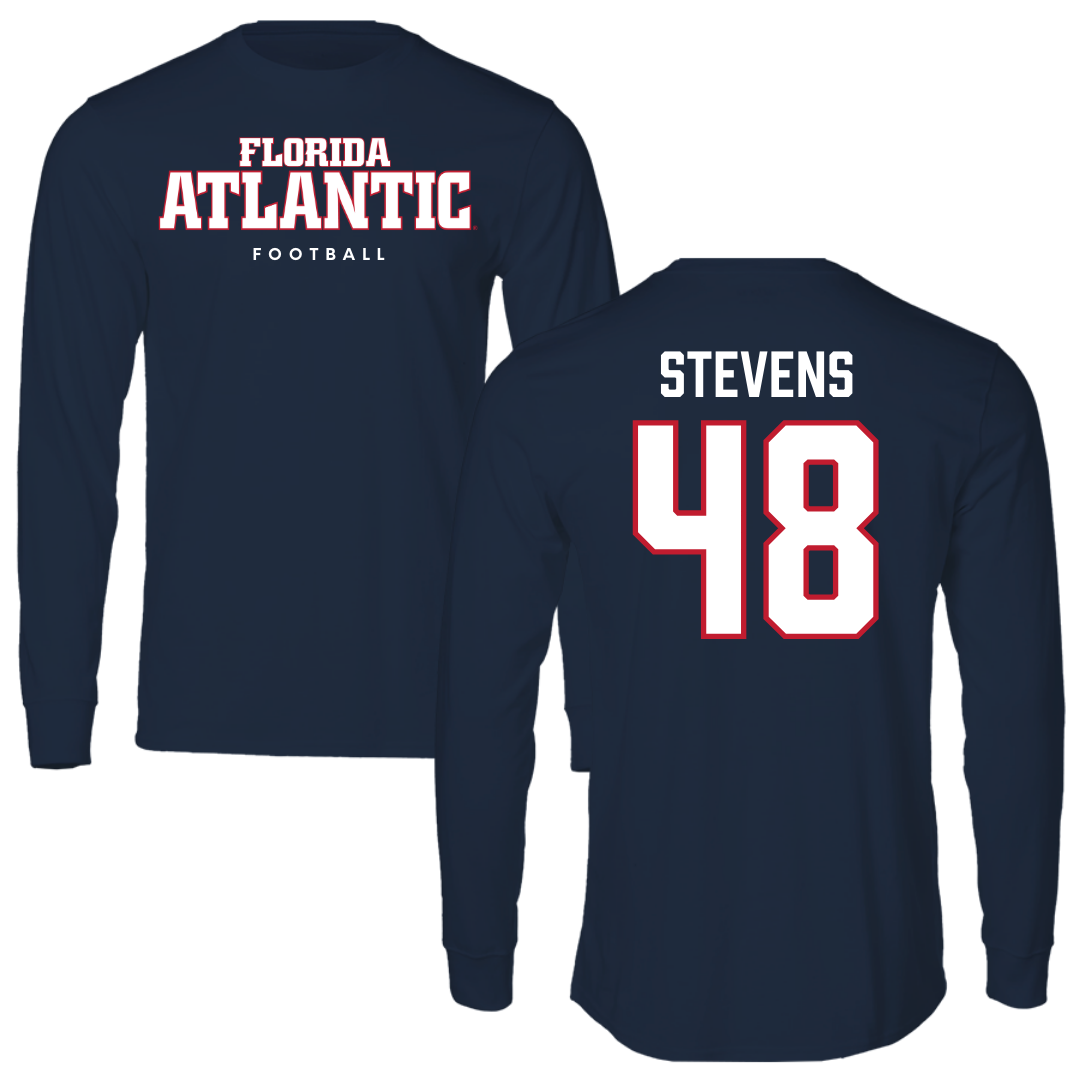 Florida Atlantic University Football Navy Block Long Sleeve - #48 Dai'Sean Stevens