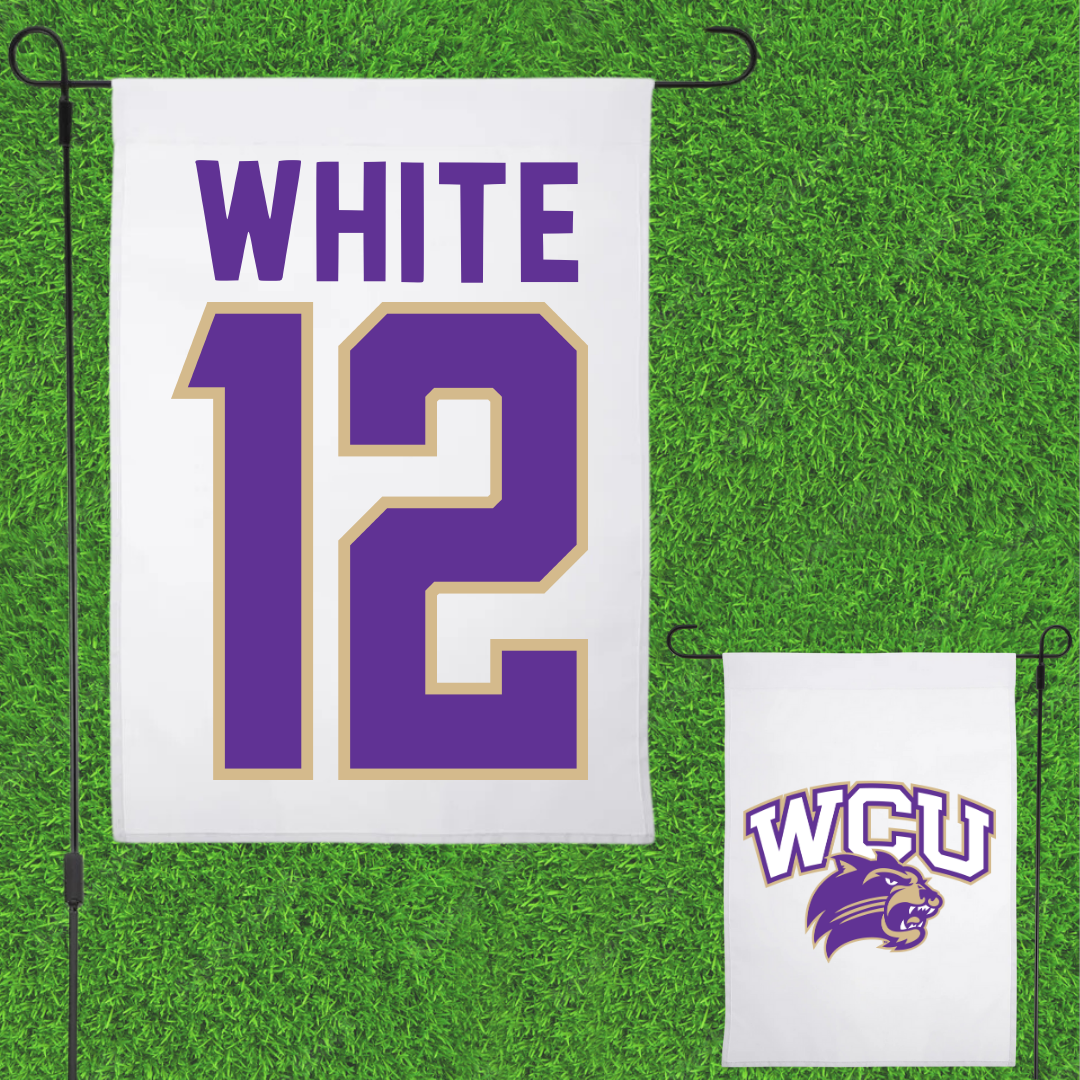 Western Carolina University Baseball White Garden Flag - #12 Ryan White