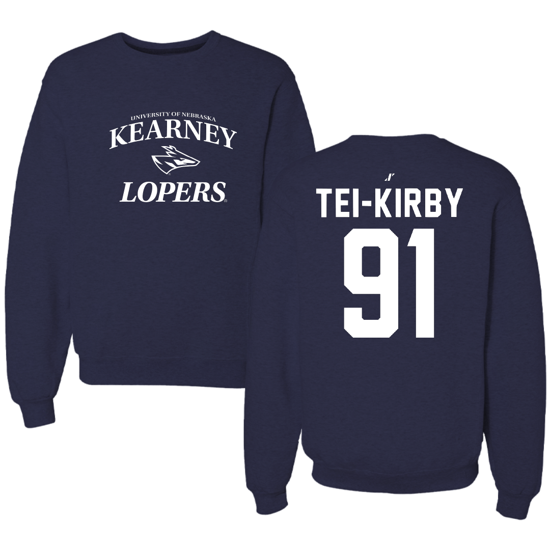 University of Nebraska at Kearney Football Navy General Crewneck - #91 Wayne Tei-Kirby