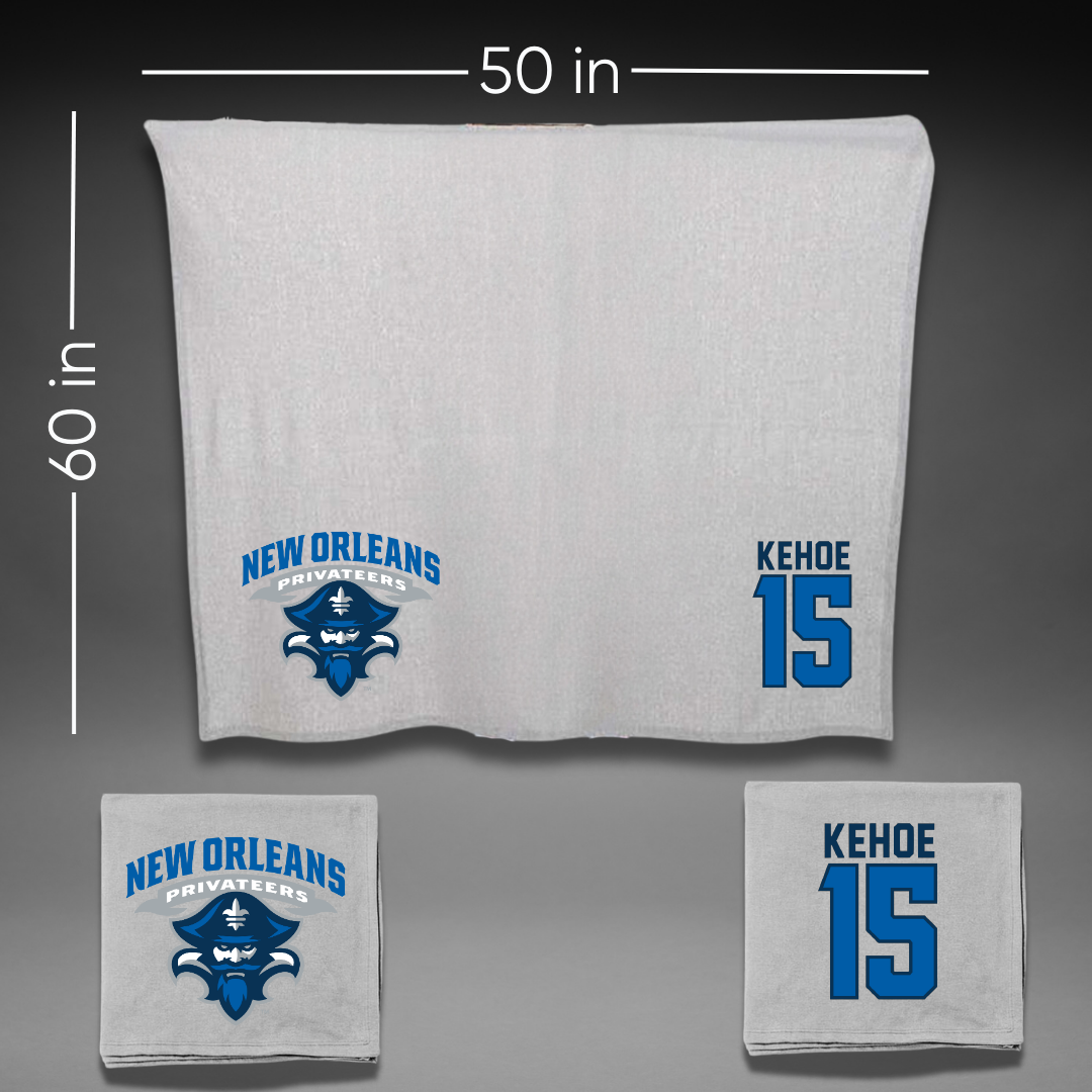 University of New Orleans Volleyball Gray Blanket - #15 Molly Kehoe