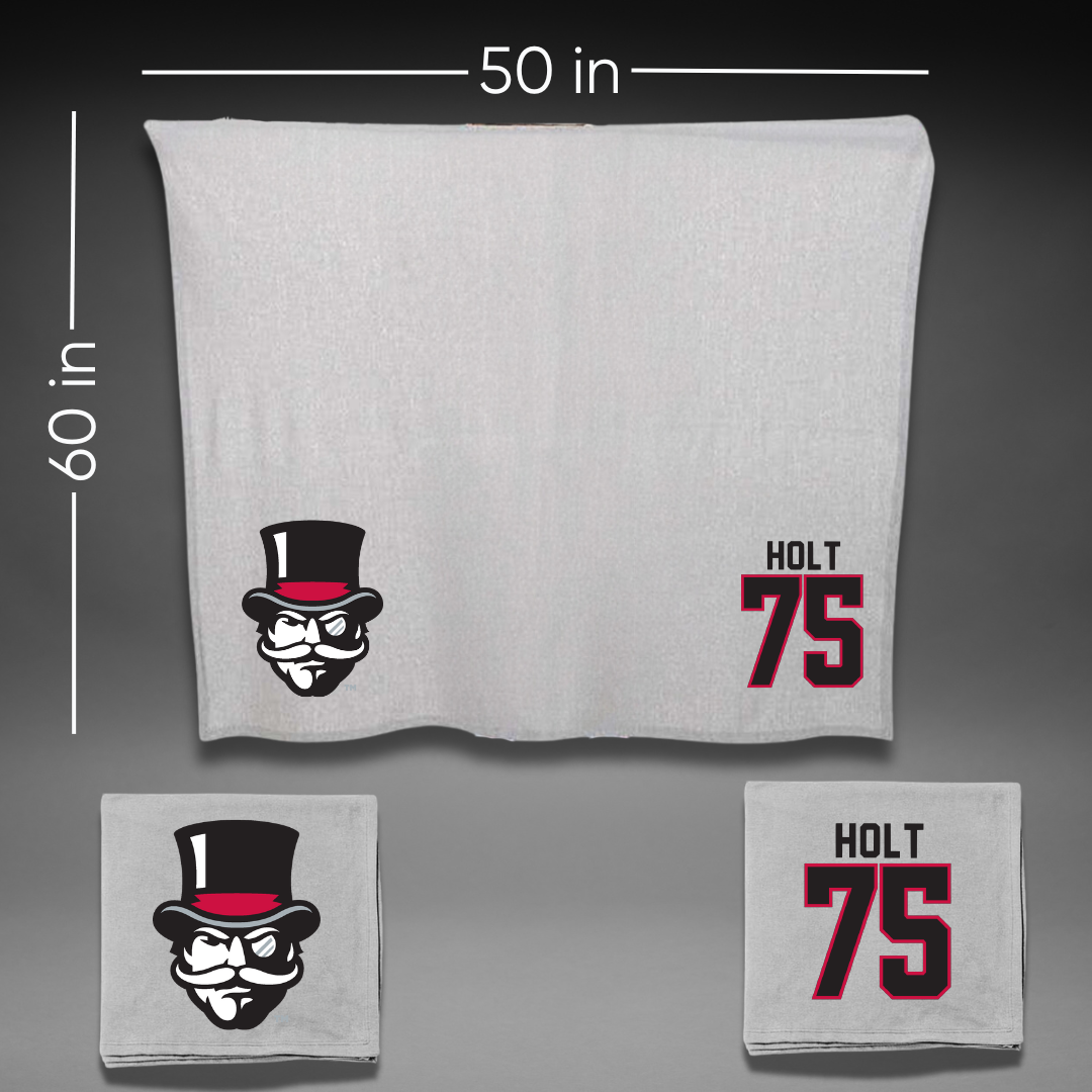 Austin Peay State University Baseball Gray Blanket - #75 Campbell Holt