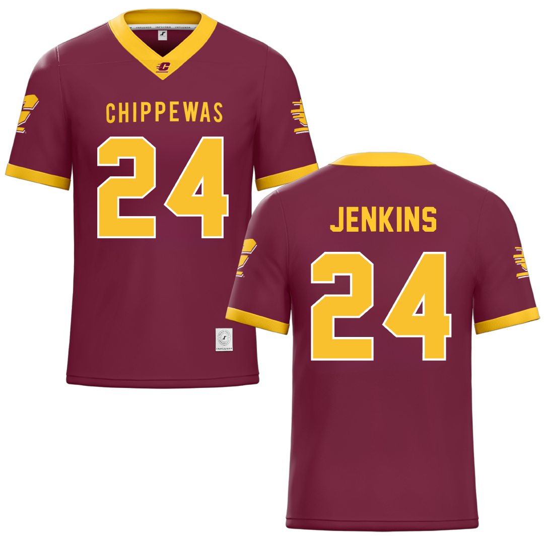 Central Michigan University Maroon Football Jersey - #24 Mekhi Jenkins