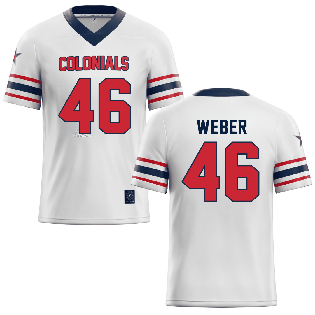 Robert Morris University White Football Jersey - #46 Zach Weber