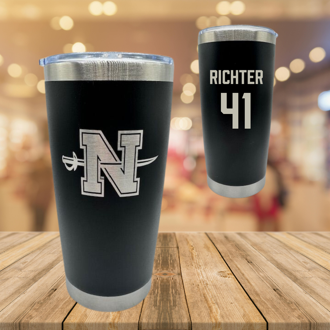 Nicholls State University Baseball Black Stainless Steel Tumbler - #41 Chase Richter