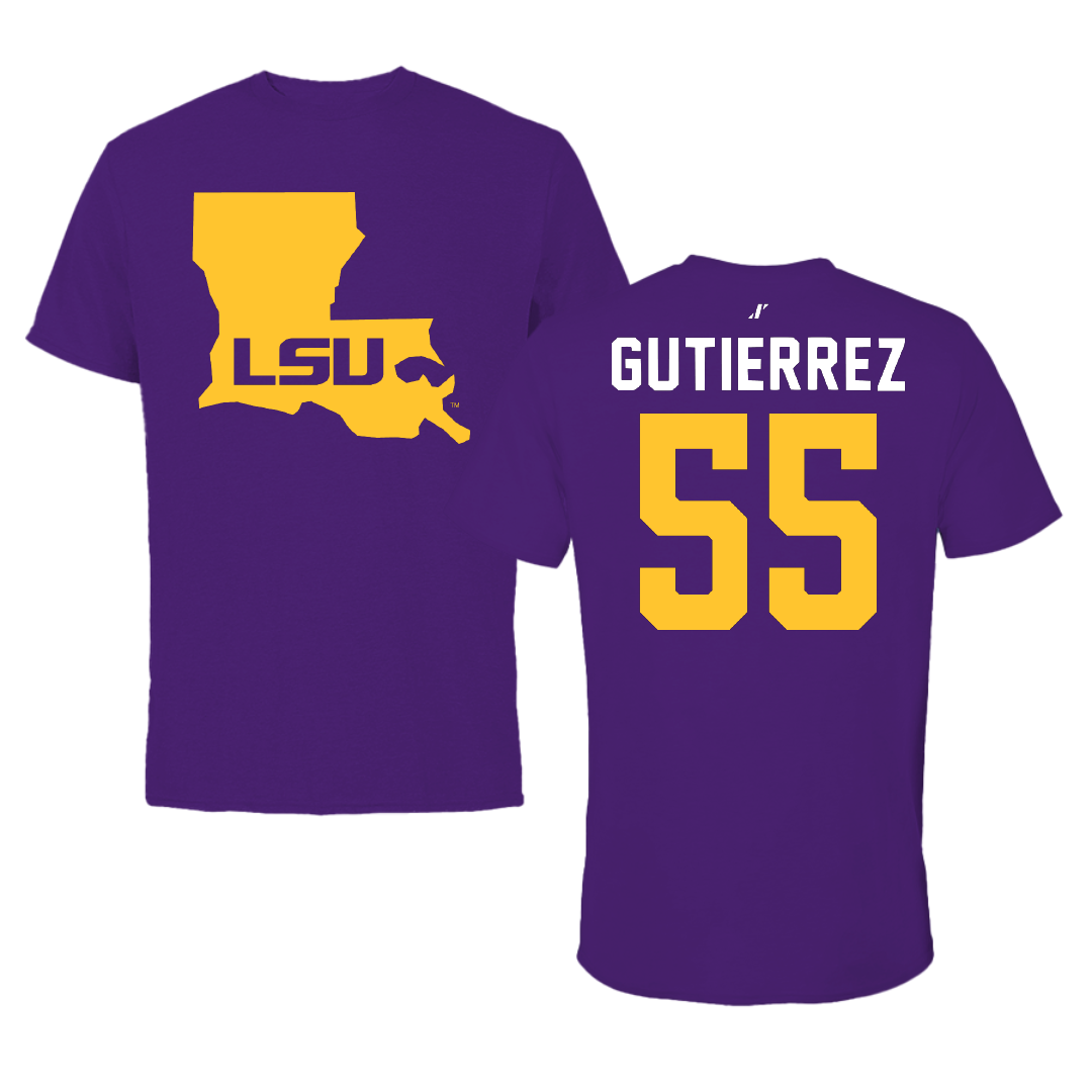 Louisiana State University Softball Purple State Tee - #55 Raeleen Gutierrez