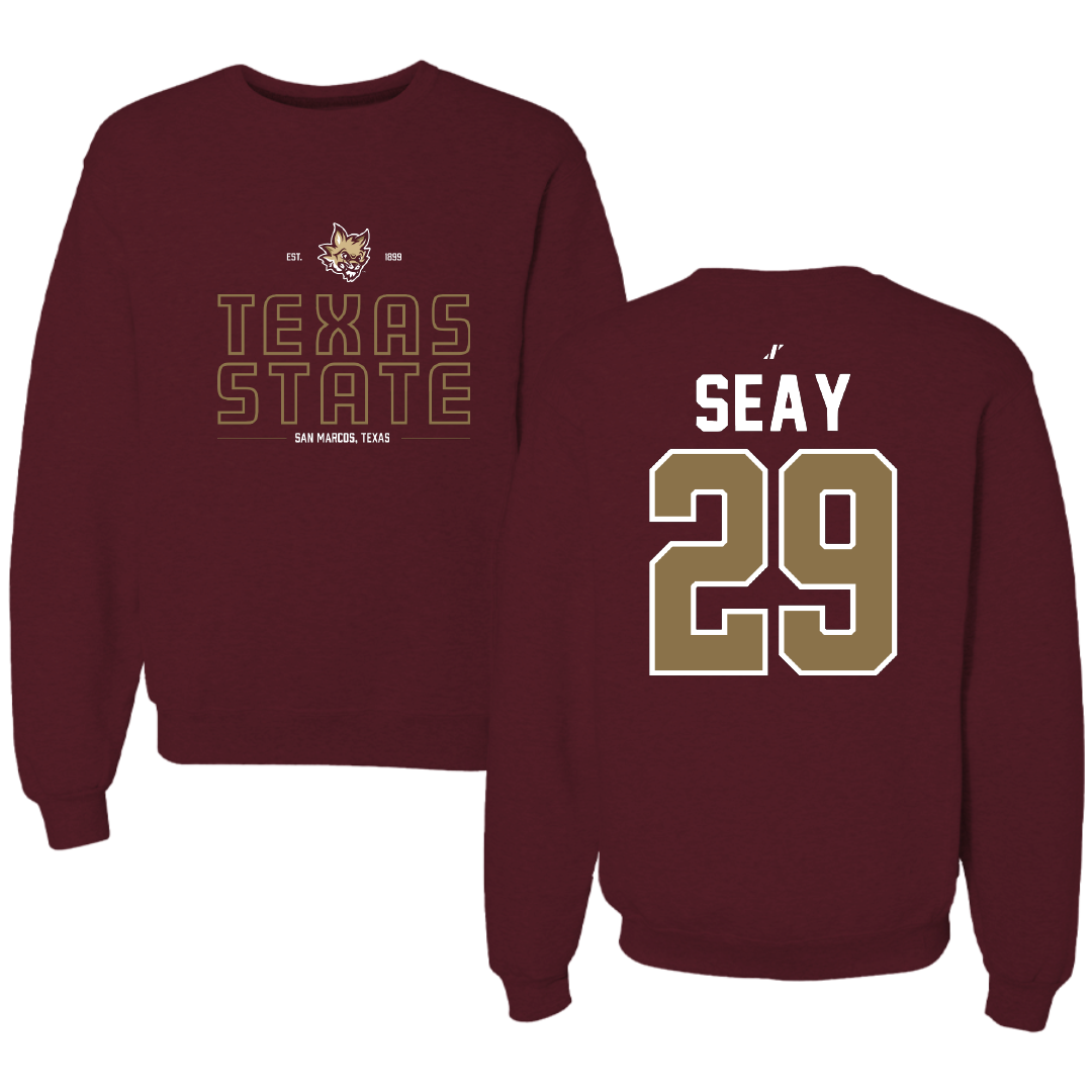 Texas State University Baseball Maroon General Crewneck - #29 Taylor Seay