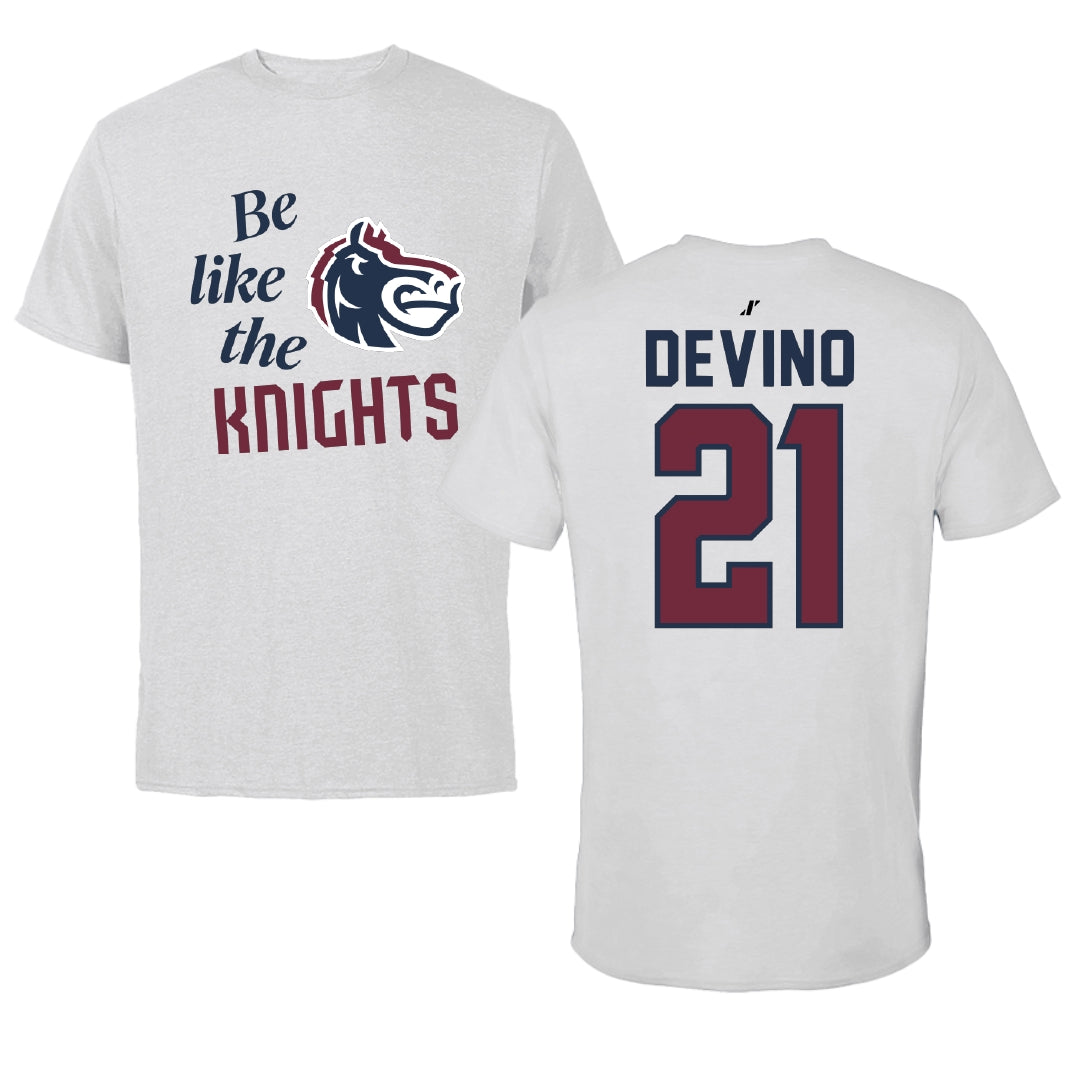 Fairleigh Dickinson University-Metropolitan Campus Lacrosse Light Gray Be Like Us Tee - #21 Mia Devino