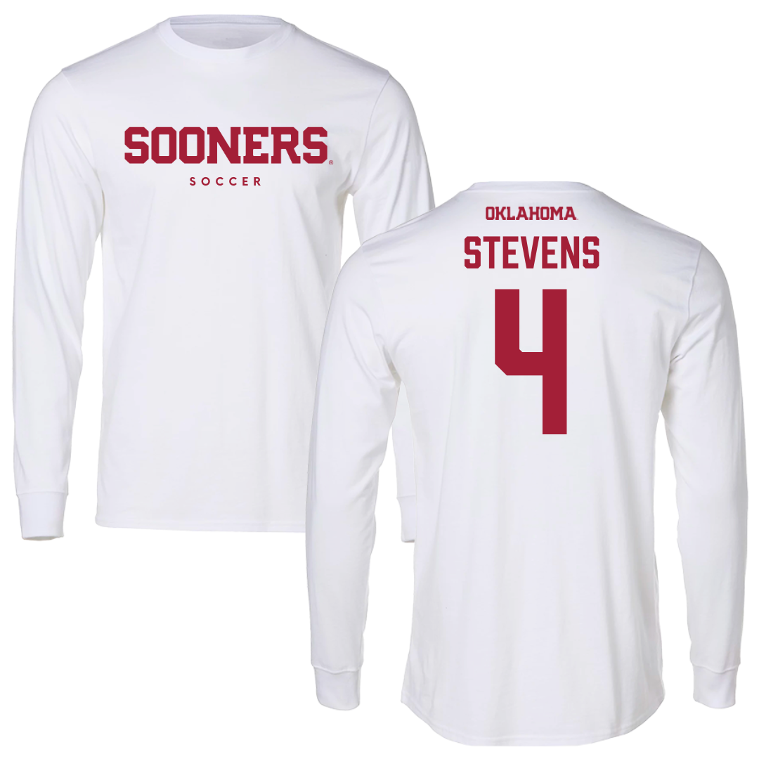 University of Oklahoma Soccer White Sooners Performance Long Sleeve - #4 Avery Stevens