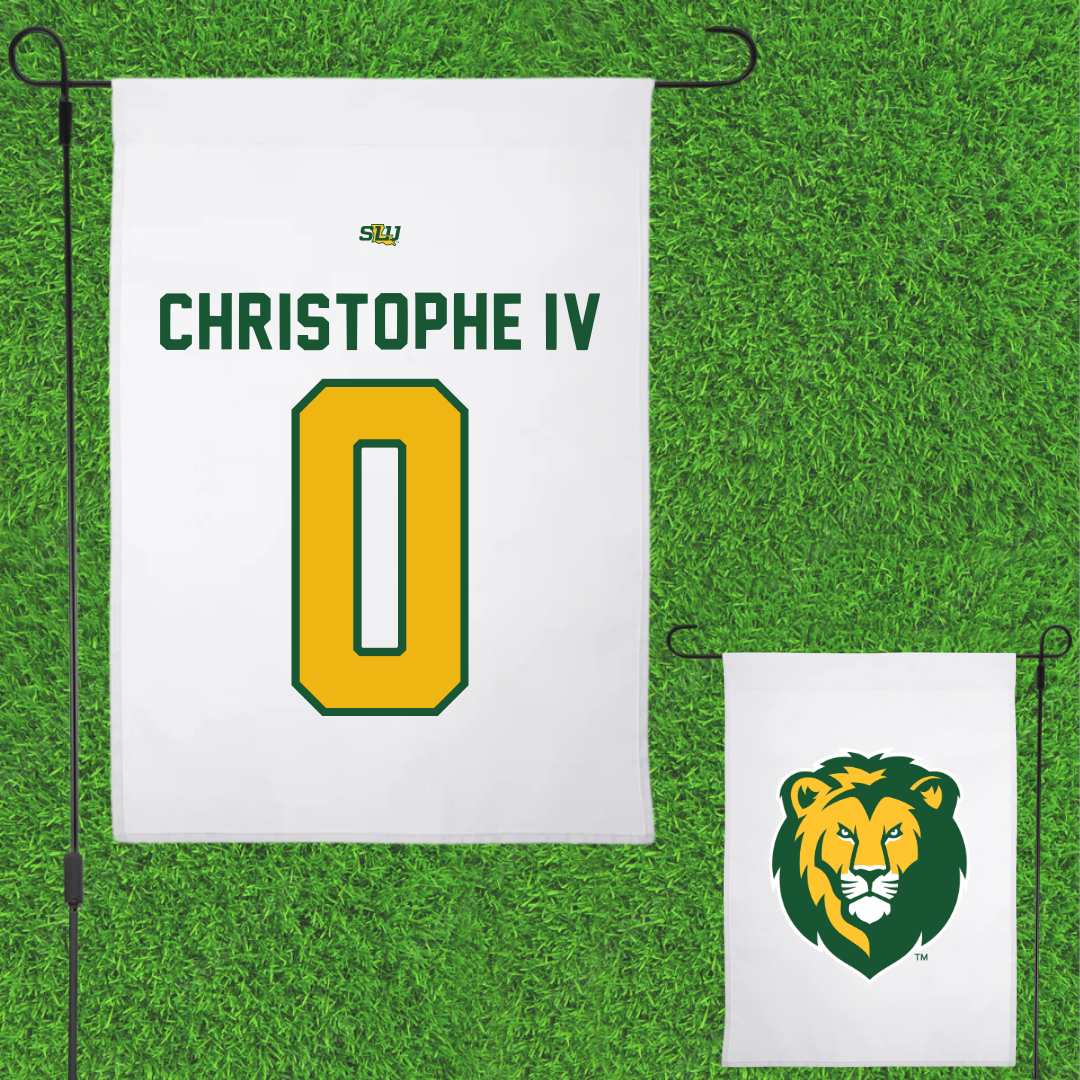 Southeastern Louisiana University Football White Garden Flag - #0 Herman Christophe IV