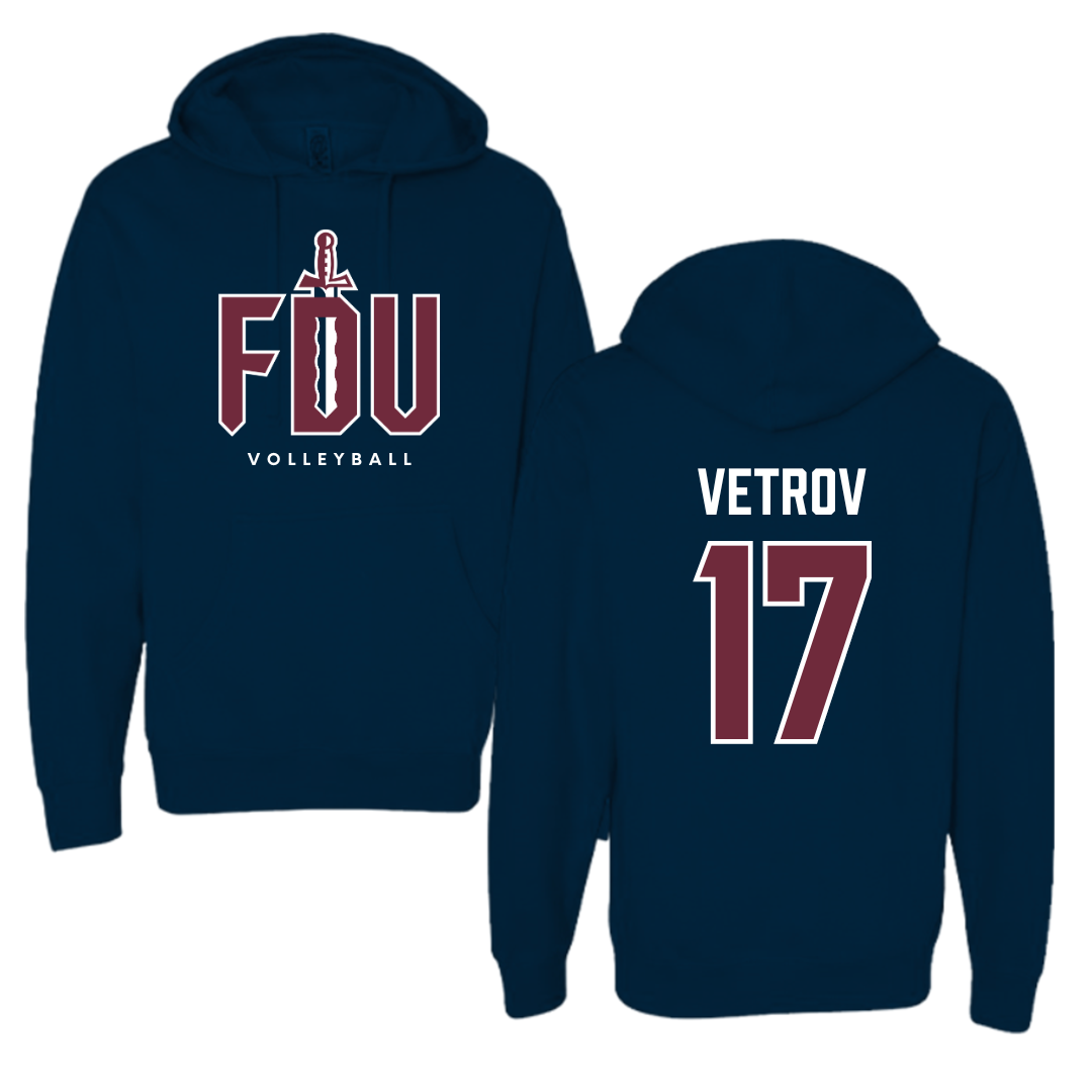 Fairleigh Dickinson University-Metropolitan Campus Volleyball Navy Hoodie - #17 Artem Vetrov