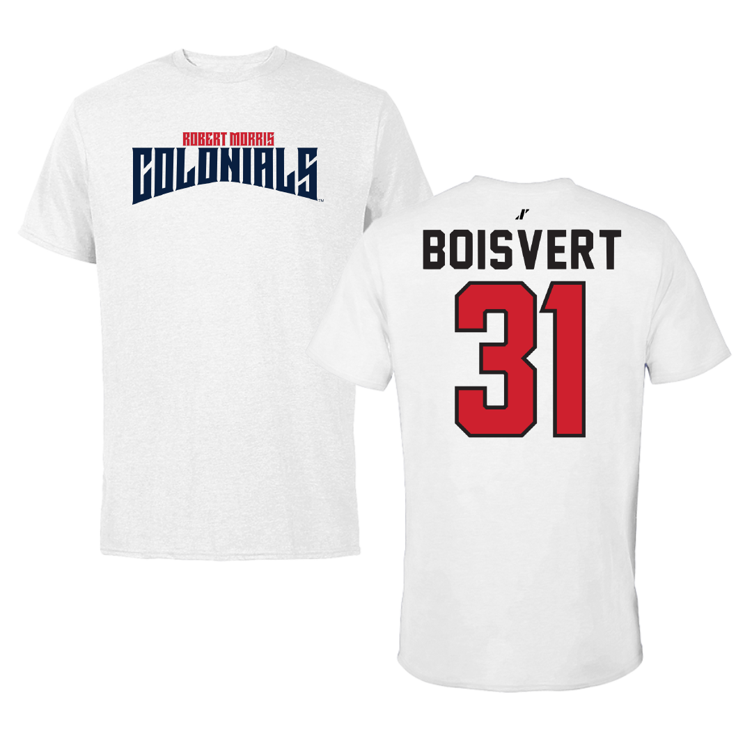 Robert Morris University Ice Hockey White Classic Tee - #31 Francis Boisvert