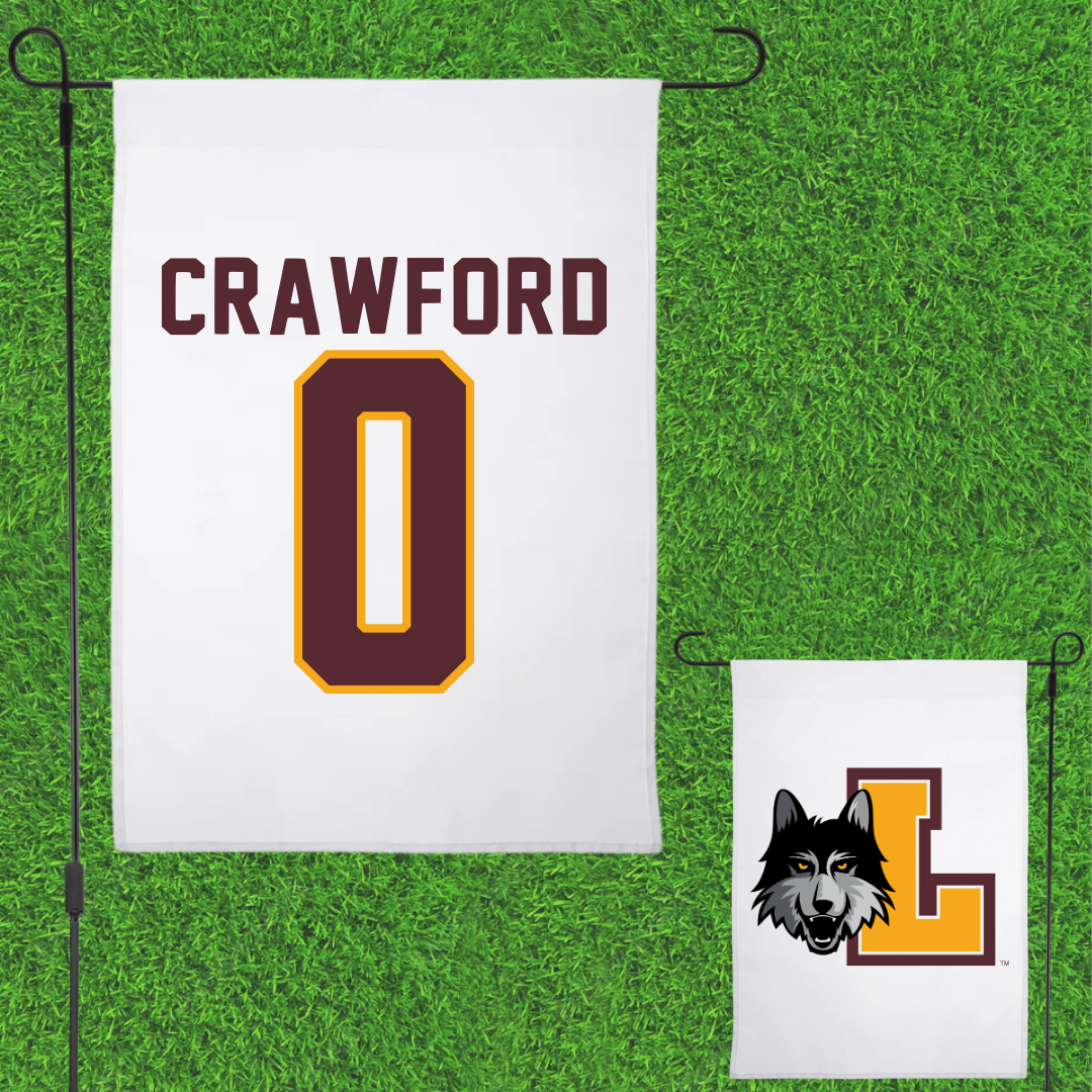 Loyola University-Chicago Soccer White Garden Flag - #0 Aidan Crawford
