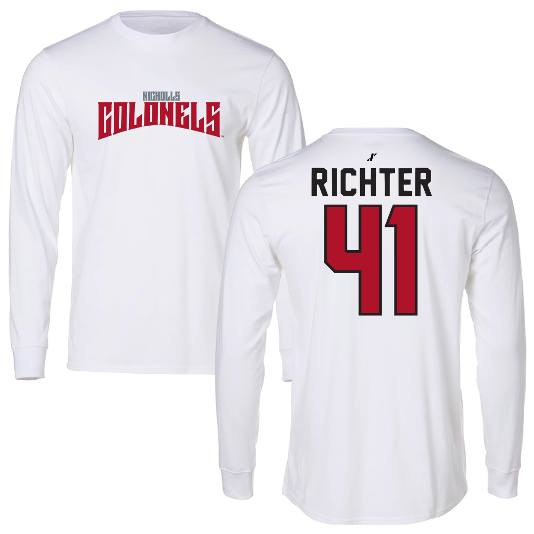 Nicholls State University Baseball White Classic Long Sleeve - #41 Chase Richter