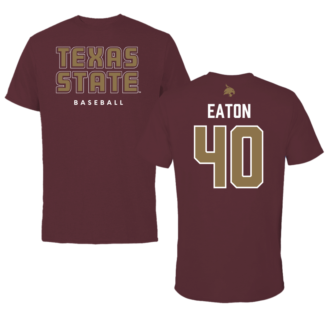 Texas State University Baseball Maroon Performance Tee - #40 Austin Eaton